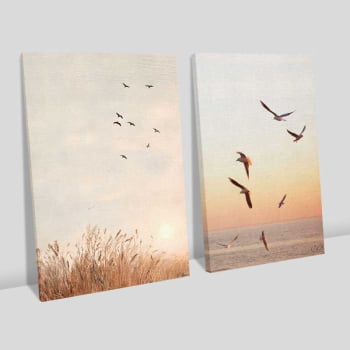 Kit 2 quadros retangulares - Um sonho de liberdade