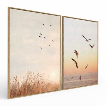 Kit 2 quadros retangulares - Um sonho de liberdade