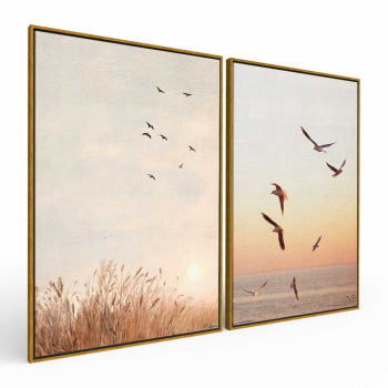 Kit 2 quadros retangulares - Um sonho de liberdade