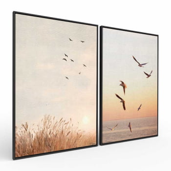 Kit 2 quadros retangulares - Um sonho de liberdade
