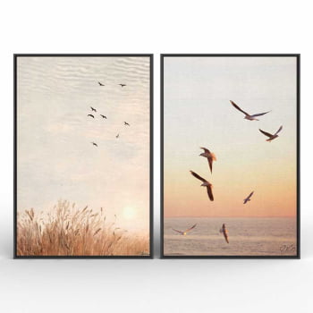 Kit 2 quadros retangulares - Um sonho de liberdade
