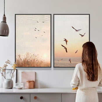 Kit 2 quadros retangulares - Um sonho de liberdade