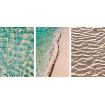 Kit 3 Quadros Retangulares -Trio Mar , praia e Areia 