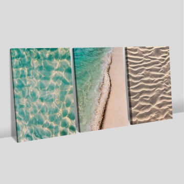 Kit 3 Quadros Retangulares -Trio Mar , praia e Areia 