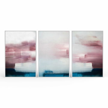 Kit 3 quadros retangulares - Trio pinceladas horizontais