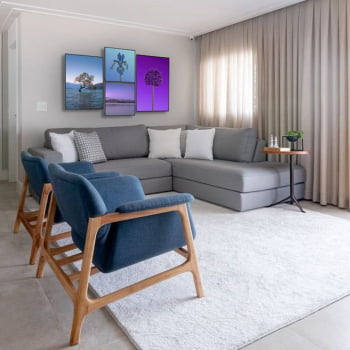 Kit 4 quadros - Violet Blue - Moldura Preta - 162x120cm