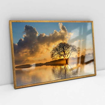 Quadro Retangular - Árvore solitária ao entardecer II