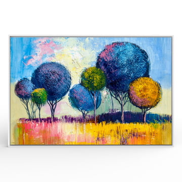 Quadro Retangular - Árvores de copas redondas (pintura)