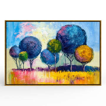 Quadro Retangular - Árvores de copas redondas (pintura)