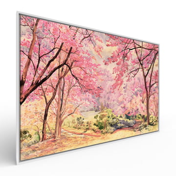 Quadro Retangular - Cerejeiras em aquarela