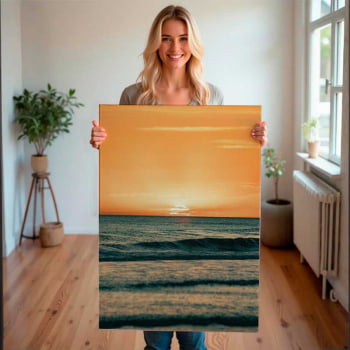 Quadro Retangular - ENTARDECER NA PRAIA