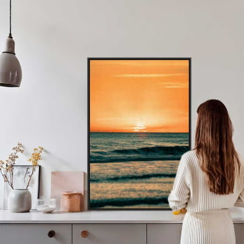 Quadro Retangular - ENTARDECER NA PRAIA