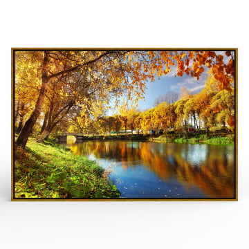 Quadro Retangular - Paisagem de outono: árvores e rio