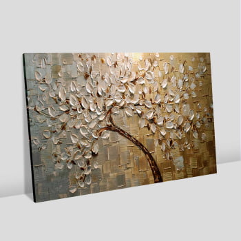 Quadro Retangular - Pintura de arvore dourada