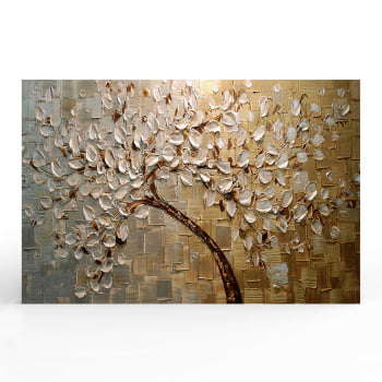 Quadro Retangular - Pintura de arvore dourada