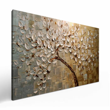 Quadro Retangular - Pintura de arvore dourada