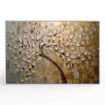 Quadro Retangular - Pintura de arvore dourada