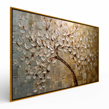 Quadro Retangular - Pintura de arvore dourada
