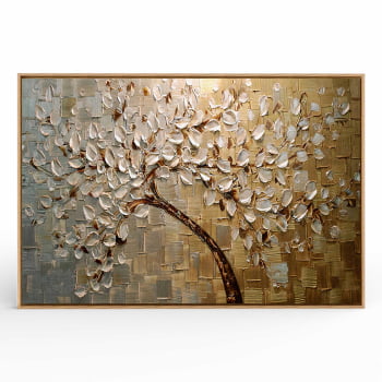 Quadro Retangular - Pintura de arvore dourada