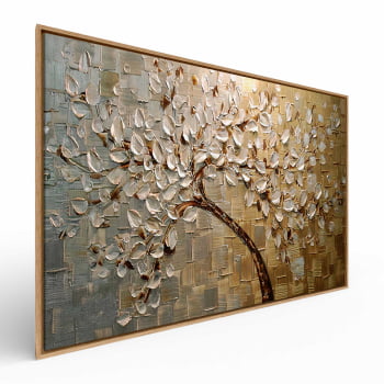 Quadro Retangular - Pintura de arvore dourada