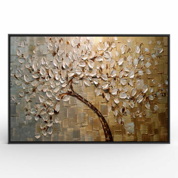 Quadro Retangular - Pintura de arvore dourada