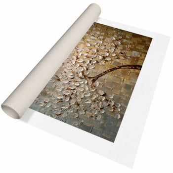 Quadro Retangular - Pintura de arvore dourada