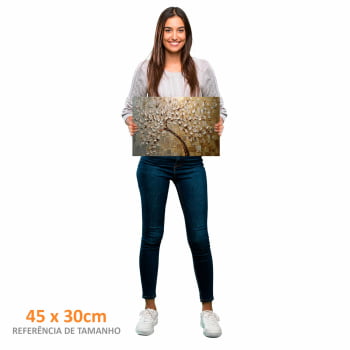 Quadro Retangular - Pintura de arvore dourada