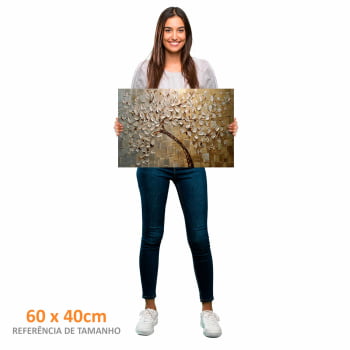 Quadro Retangular - Pintura de arvore dourada