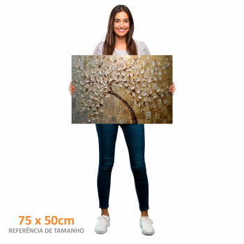 Quadro Retangular - Pintura de arvore dourada