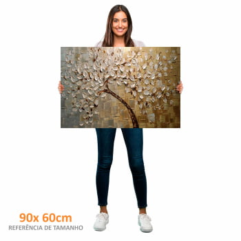 Quadro Retangular - Pintura de arvore dourada