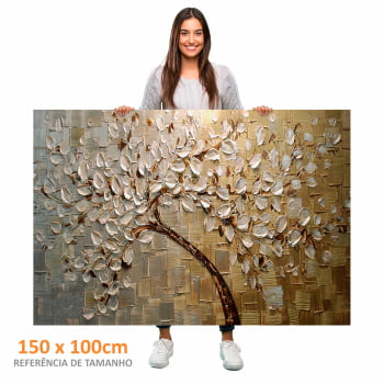 Quadro Retangular - Pintura de arvore dourada