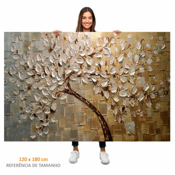 Quadro Retangular - Pintura de arvore dourada
