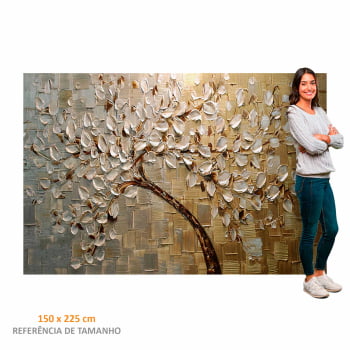 Quadro Retangular - Pintura de arvore dourada