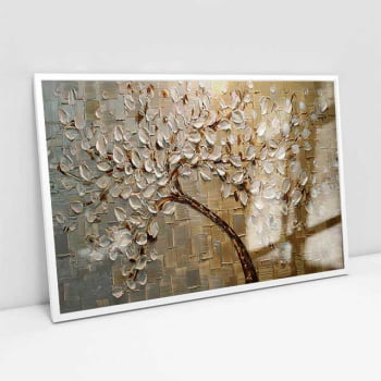 Quadro Retangular - Pintura de arvore dourada