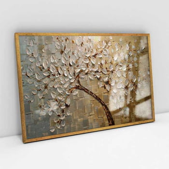 Quadro Retangular - Pintura de arvore dourada