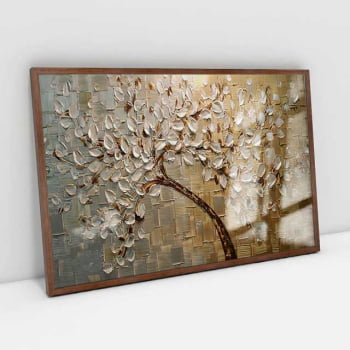 Quadro Retangular - Pintura de arvore dourada