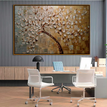 Quadro Retangular - Pintura de arvore dourada Quadro Retangular - Pintura de arvore dourada