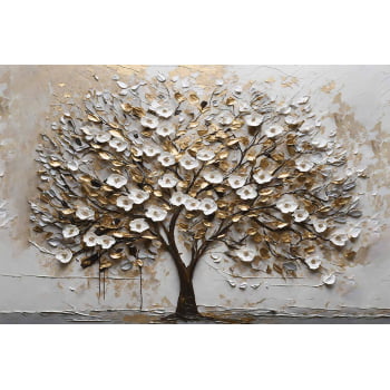 Quadro Retangular - White Blossom 3D
