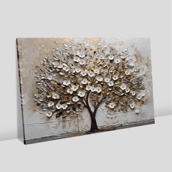 Quadro Retangular - White Blossom 3D