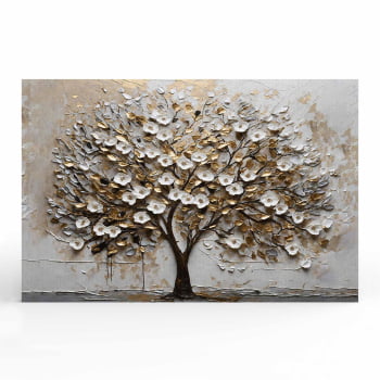 Quadro Retangular - White Blossom 3D