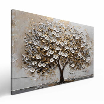 Quadro Retangular - White Blossom 3D