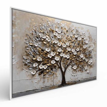Quadro Retangular - White Blossom 3D