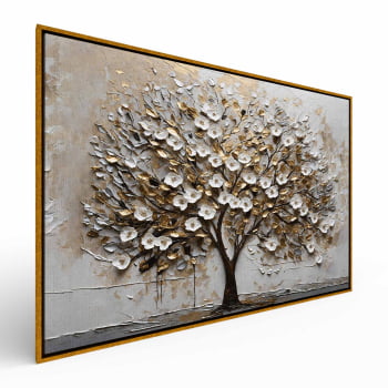 Quadro Retangular - White Blossom 3D