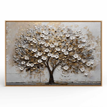 Quadro Retangular - White Blossom 3D