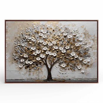 Quadro Retangular - White Blossom 3D