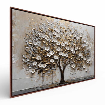 Quadro Retangular - White Blossom 3D