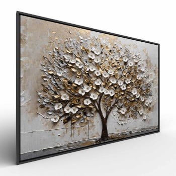Quadro Retangular - White Blossom 3D
