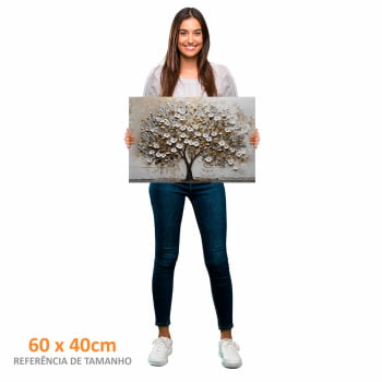 Quadro Retangular - White Blossom 3D
