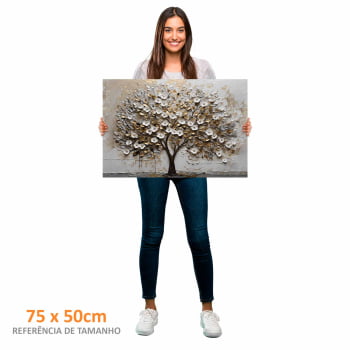 Quadro Retangular - White Blossom 3D