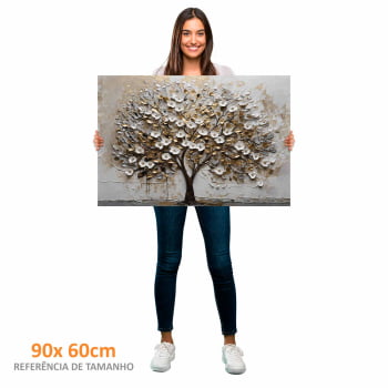 Quadro Retangular - White Blossom 3D